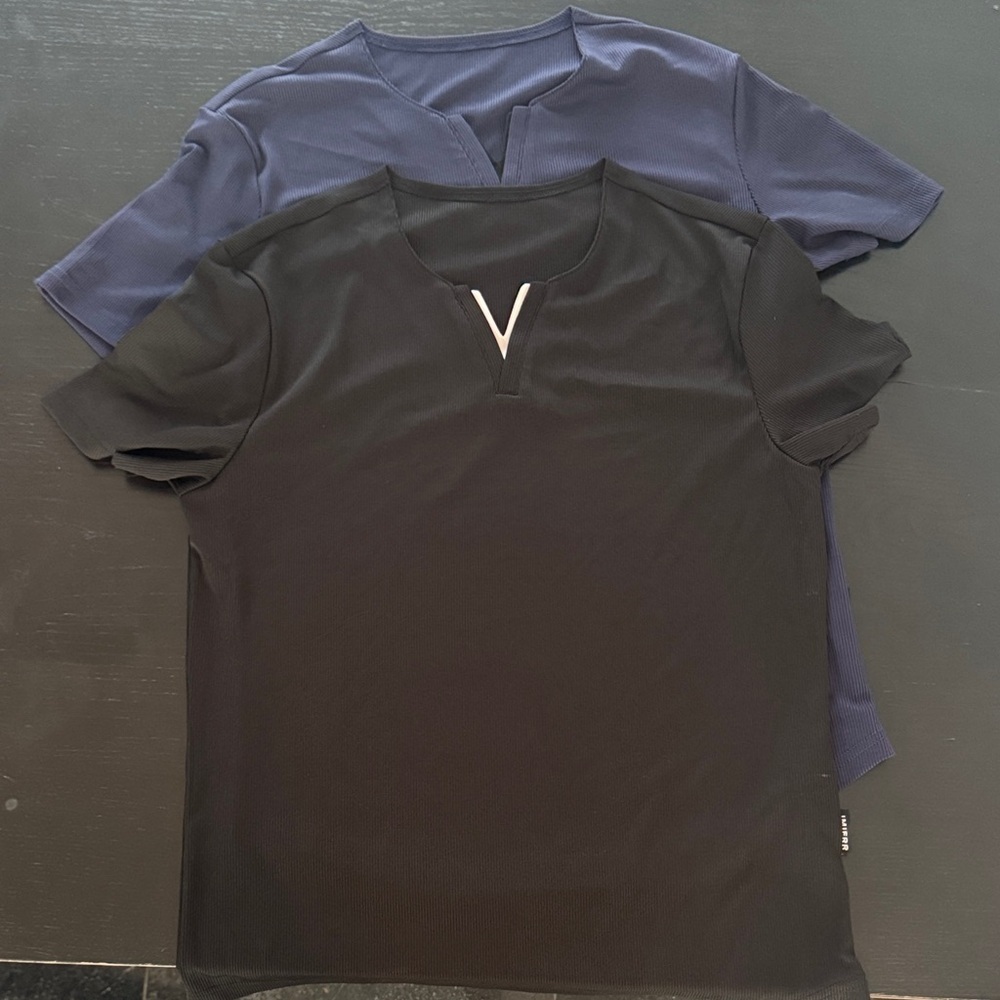 JMIERR Black and Blue V Neck Athletic Shirts size Small